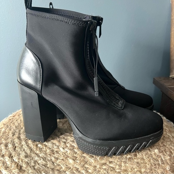 Zara Mid Calf Fabric Upper Heeled Platform Boots - Picture 1 of 12